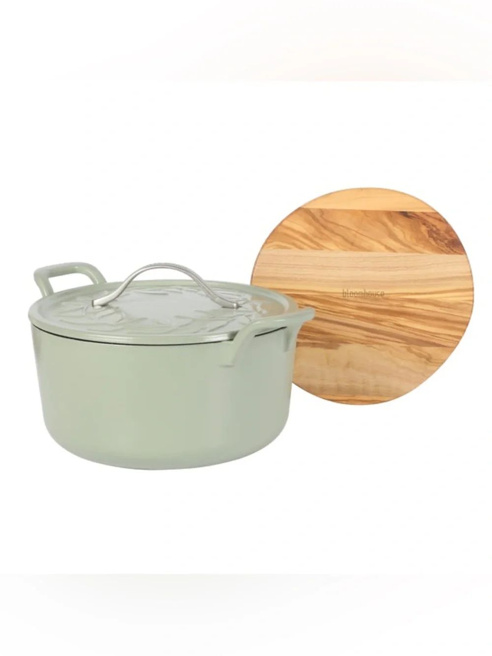 Bloomhouse 7 Quart Enameled Cast Iron Dutch Oven with Embossed Lid - NEW
